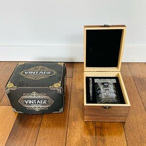 Vintage Whiskey Glass Set in Wooden Box